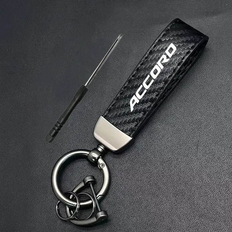 Accord Car Keychain, Key Rings for Car Keys, Car Key Chains, Carbon Fiber Texture Design, PU Leather Material, Anti-Theft & Anti-Loss, Durable Accessory for Cars