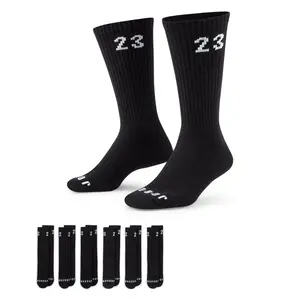 LACOSTE Air Jordan Essentials Crew Socks - Black, Features "23" Design, Includes 23 Stylish Ties