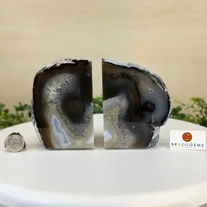 Natural Brazilian Agate Bookends, 6 lbs & 4.9" Tall #5151NA-076