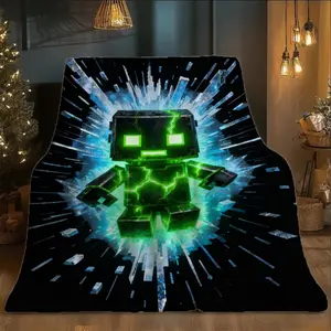 [JIT] One Piece Glacier Crawler Printed Flannel Throw Blanket Polyester Flannel Blanket - Soft and Fluffy, Suitable for Sofa, Bed, and Travel, All-Season Use, 100% Polyester Material, Machine Washable, Gift for Brothers and Sisters, Holiday Choice