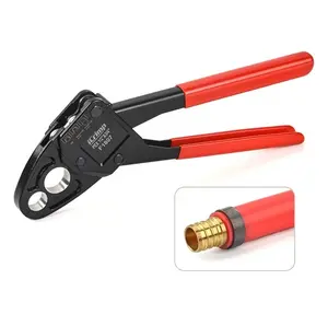 iCrimp Combo Angle Head Pex Pipe Plumbing Crimping Tool for Copper Crimp Jaw Sets 1/2" & 3/4" with Go/No-Go Crimp Gauge