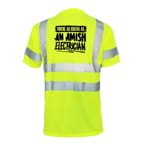 Amish Electrician Reflective Safety T-Shirt - Hi-Vis Yellow Short Sleeve Crew Neck with ANSI/ISEA 107 Class 2 Compliance for Everyday Wear High Visibility Vest