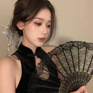 Women's Elegant Lace Hand Fan, Portable Folding Fan, 1 Count Gothic Style Handheld Fan, Party Costumes, Decor, Birthday Gifts, Gifts for Her, Masks, Halloween