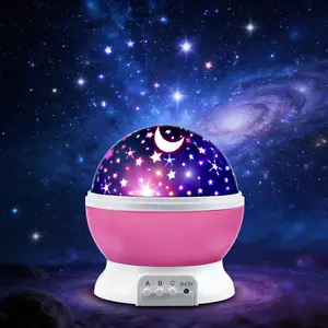 360° Rotating Star & Moon Night Light Projector, 3 Lighting Modes, USB Powered, Perfect for Kids Bedroom & Baby Sleep (Pink)