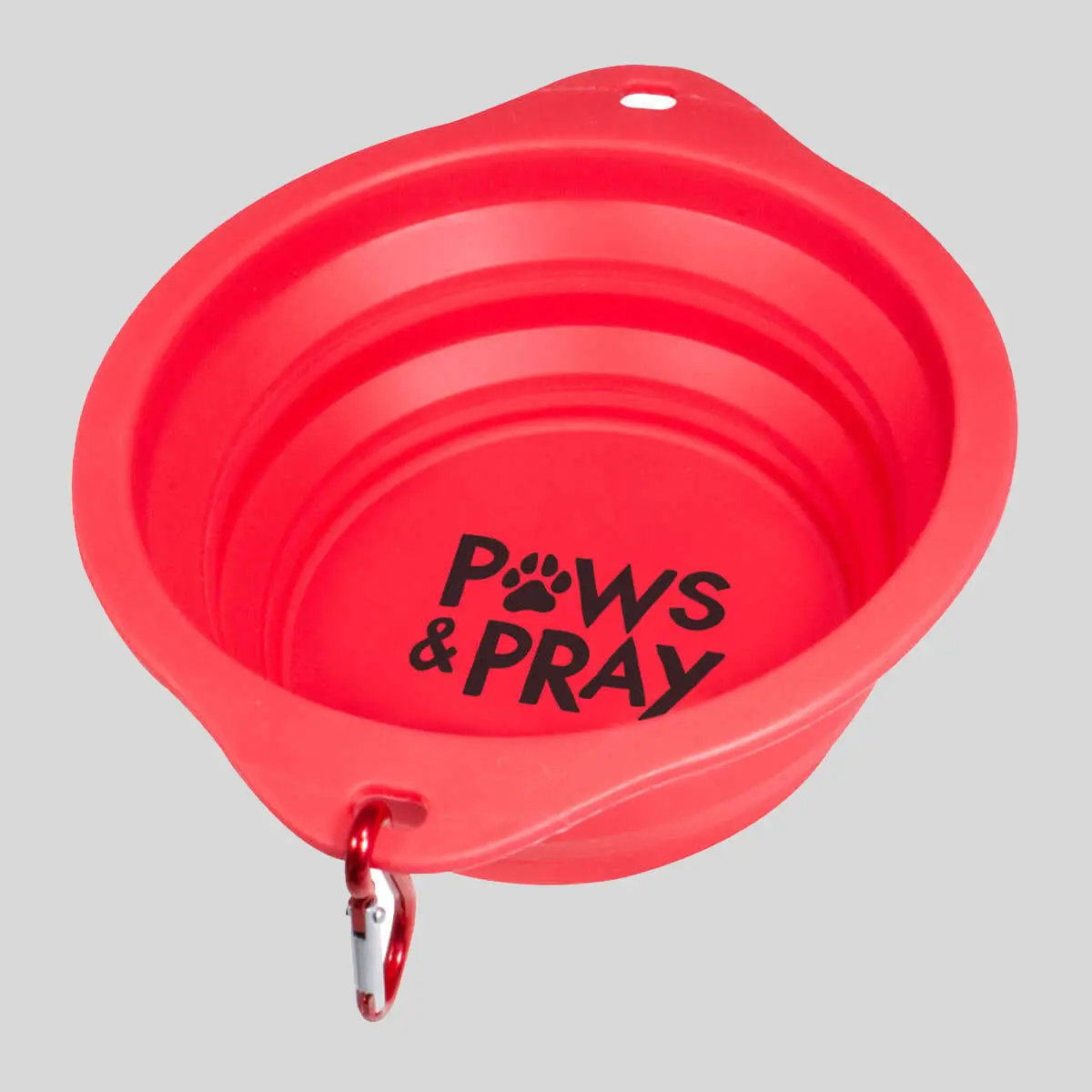 Paws & Pray BPA-Free Collapsible Silicone Pet Bowl - Metal Construction, Metal Clips, 28 oz, 7.5"x2.5", Portable Car/Trail Feeder, All Seasons, Top Rack Safe
