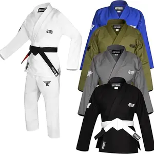 FISTRAGE Brazilian Jiu Jitsu Gi Kimono Martial Arts Uniform for Men & Women Training Competition Lightweight with Belt in White Blue Olive Grey and Black
