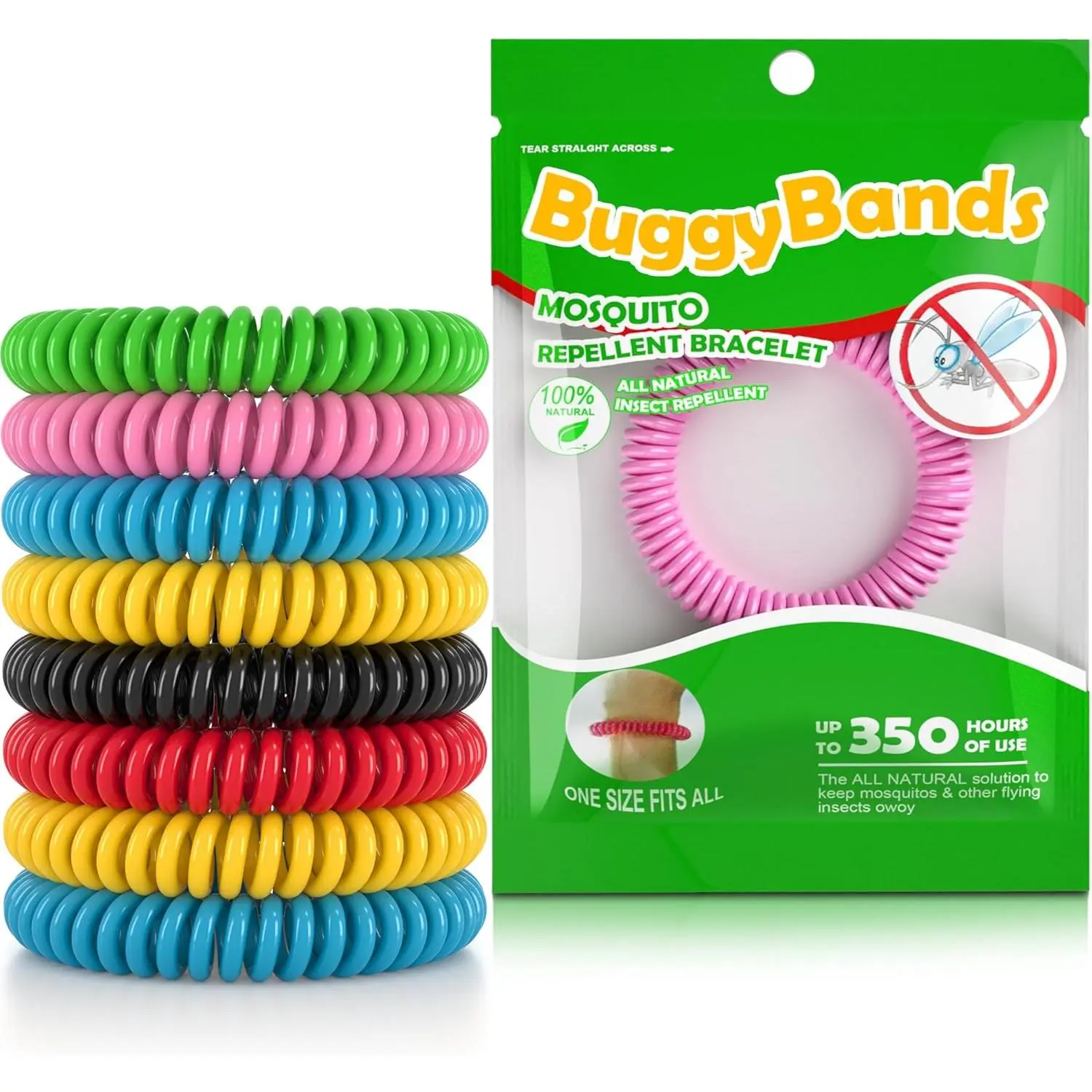 12 Pack Mosquito Repellent Bracelets, Individually Wrapped, DEET Free, Natural and Waterproof Band