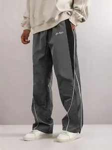 Men's Wide-Leg Sports Pants with Drawstring and Side Stripes, Comfortable Breathable Casual Wear for Outdoor Activities, Summer Style and Fitted Fit Tracksuit Bottoms, Running Pants, Athleisure Style Pants