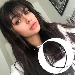 Clip in Bangs 100% Real Human Hair fake bangs clip in hair extensions clip on bangs for women Wispy Fringe Bangs Natural Hair Pieces for Daily Wear(Wispy Bangs,Dark Brown)