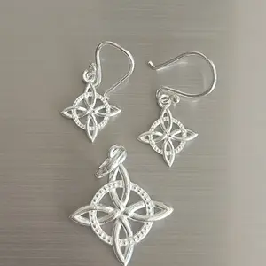 950 Silver Celtic Knot Design Earrings with Intricate Details and Hook Closure for Everyday Wear - Elegant Jewelry