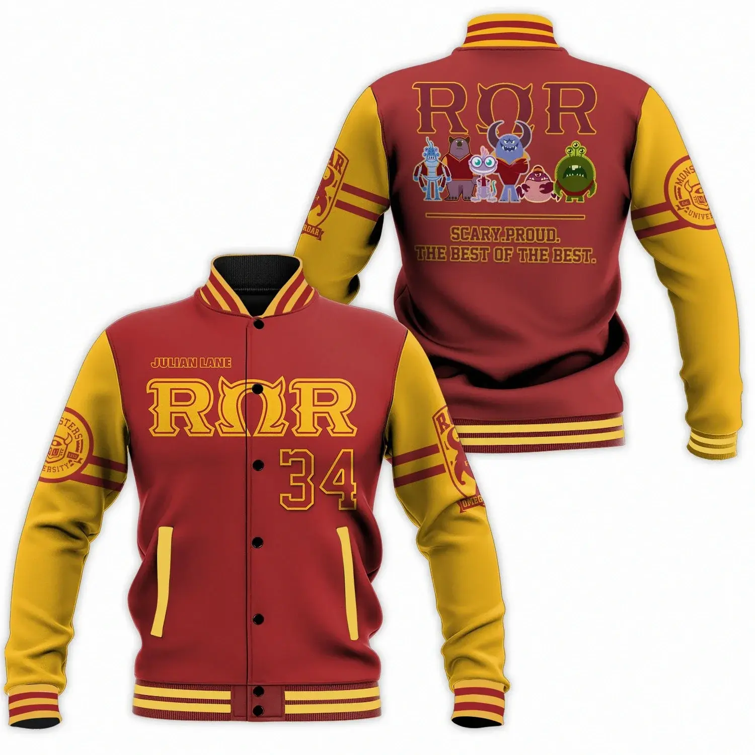 Personalized Monster University ROR Uniform Baseball Jacket