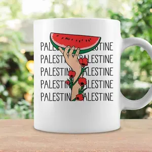 Floral Palestine Watermelon Map Free Palestine Coffee Mug