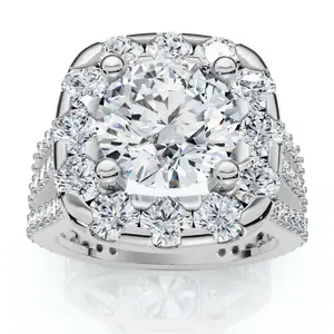 Certified 4Ct Diamond 3-Row Engagement Ring 14k Gold Lab Grown