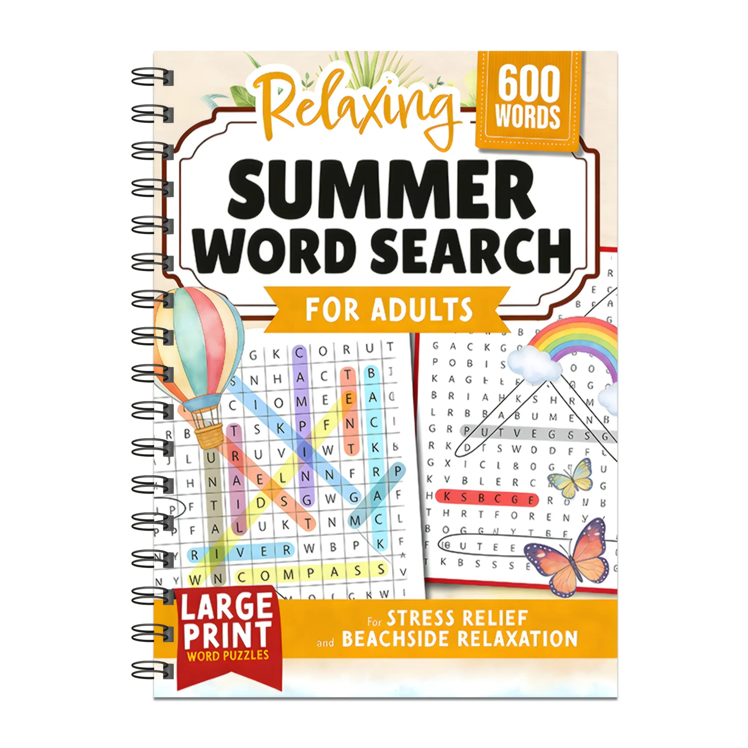 Adult Puzzle Book with over 600 Historical Terms, Relaxing Summer Activity, Stress Relief, Fun and Challenging Puzzles, Beach Relaxation
