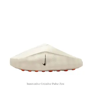 Beige Thick-Soled Massage Slides, Orange Spherical Outsole, Breathable Fabric Upper, Pre-Game Recovery Tech Mules