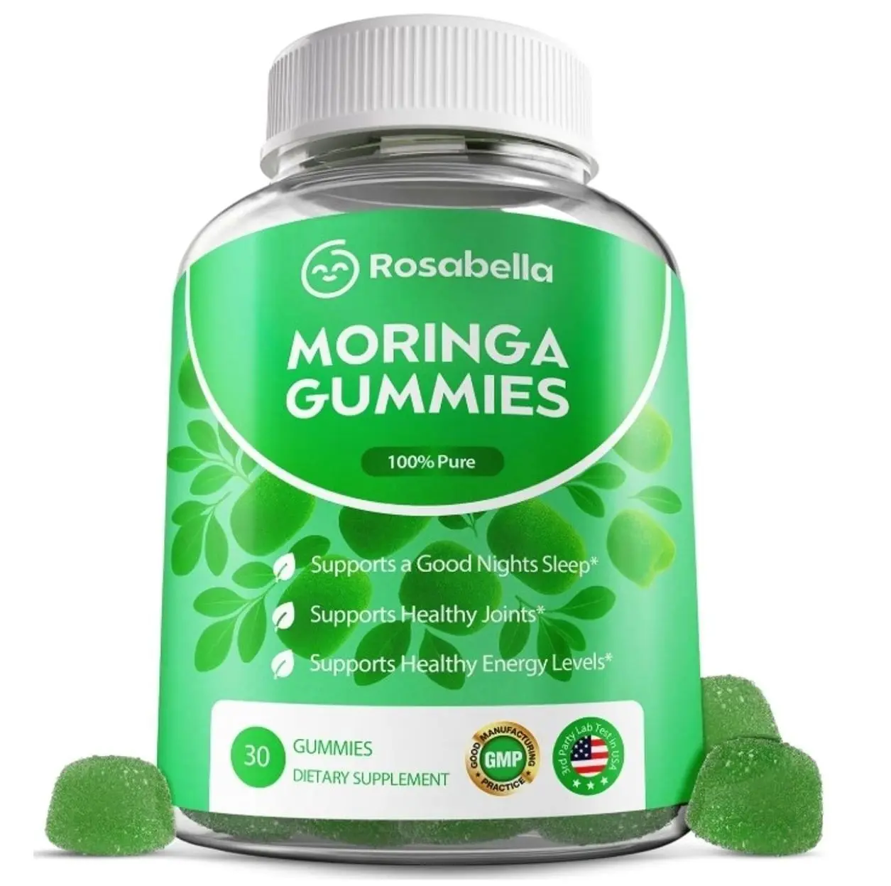 Moringa Gummies – Moringa Leaf Extract 1000mg Equivalent Per Serving – Natural Energy & Balance – Non-GMO, Gluten-Free Superfood Gummies for Women & Men – 30 Count