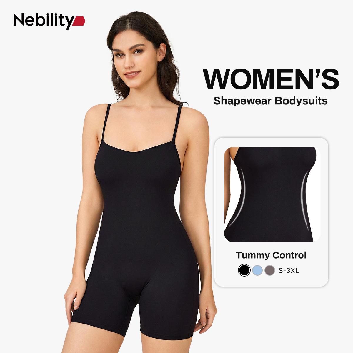 Nebility Women's Bodysuit Shapewear Full Body Stretchy Basic Jumpsuit Sleeveless Compression Fashionable Womenswear