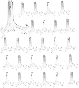6" Clear Plastic Easels or Stand/Plate Holders to Display Pictures or Other Items at Weddings, Home Decoration, Birthdays, Tables (24 Pack), Decorative, Light