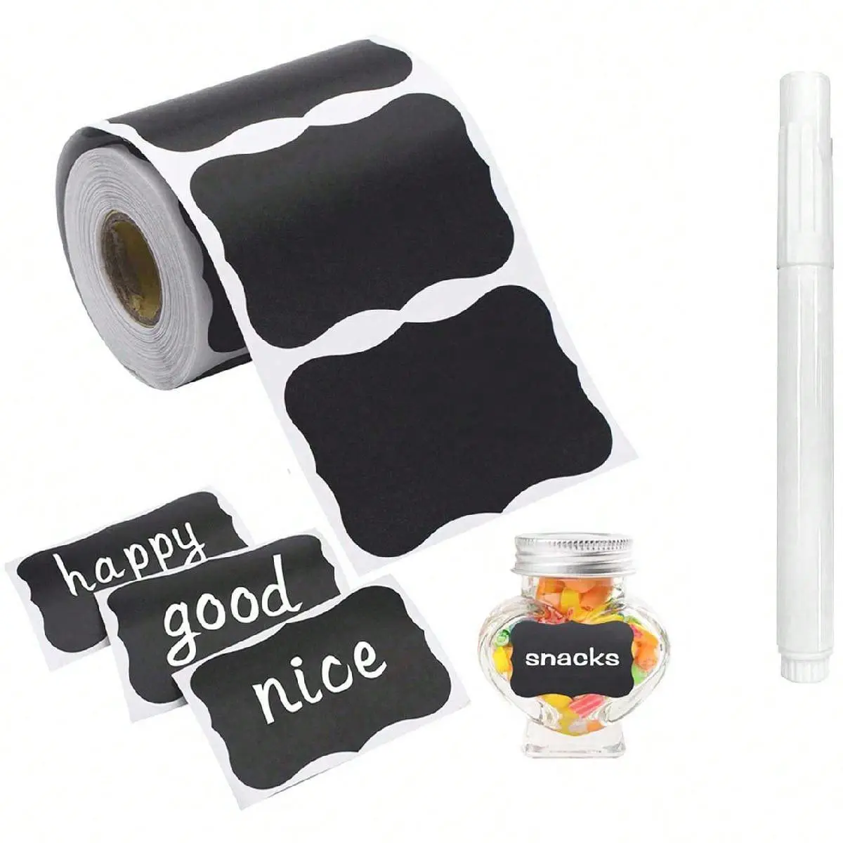 Blackboard Sticker with 2 Counts Liquid Chalk Marker Pen, 240pcs Waterproof Reusable Blackboard Sticker, Gift Wrapping Supplies for Home Party Wedding
