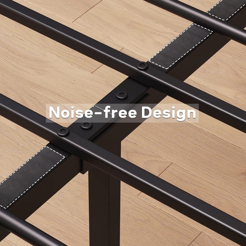 Full/Queen/King Bed Frame with Wood Headboard, Platform Bed Frame with Under Bed Storage and Metal Legs, No Box Spring Needed-Rustic Brown