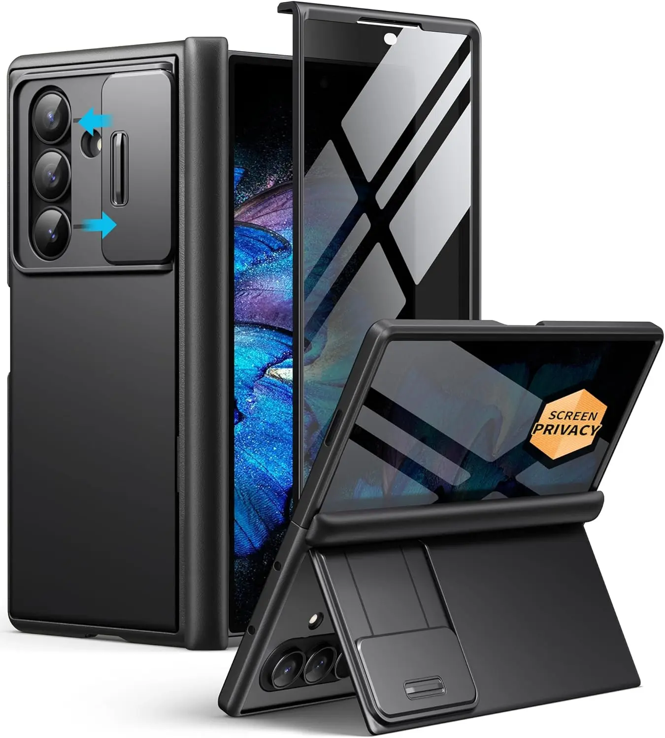Durable Adjustable Phone Case for Samsung Galaxy Z Fold 7 - Built-in Privacy Screen Protector, Kickstand, Slide Camera Cover, Military-Grade Hinge Protection, Anti-Spy Full-Body Shockproof Protector (Party Gift Essential)