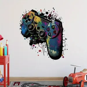 Game Controller Pattern Wall Sticker, Wall Art Stickers, 1 Count Modern Colorful Game Controller Wall Decal, Removable Self Adhesive Wall Decor for Home Living Room Bedroom