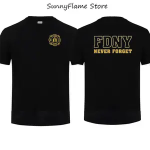 FDNY 25th Anniversary 9/11 Memorial T-Shirt, Never Forget New York Fire Dept Tribute Tee, 343 Fallen Hero Commemorative Clothing Dad Shirt Gift for Men Top, Gift Father's Day