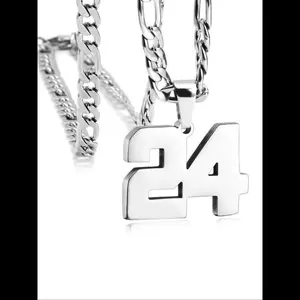 Men's stainless steel sports number necklace, baseball, basketball, soccer team style jewelry accessories, unisex sports pendant