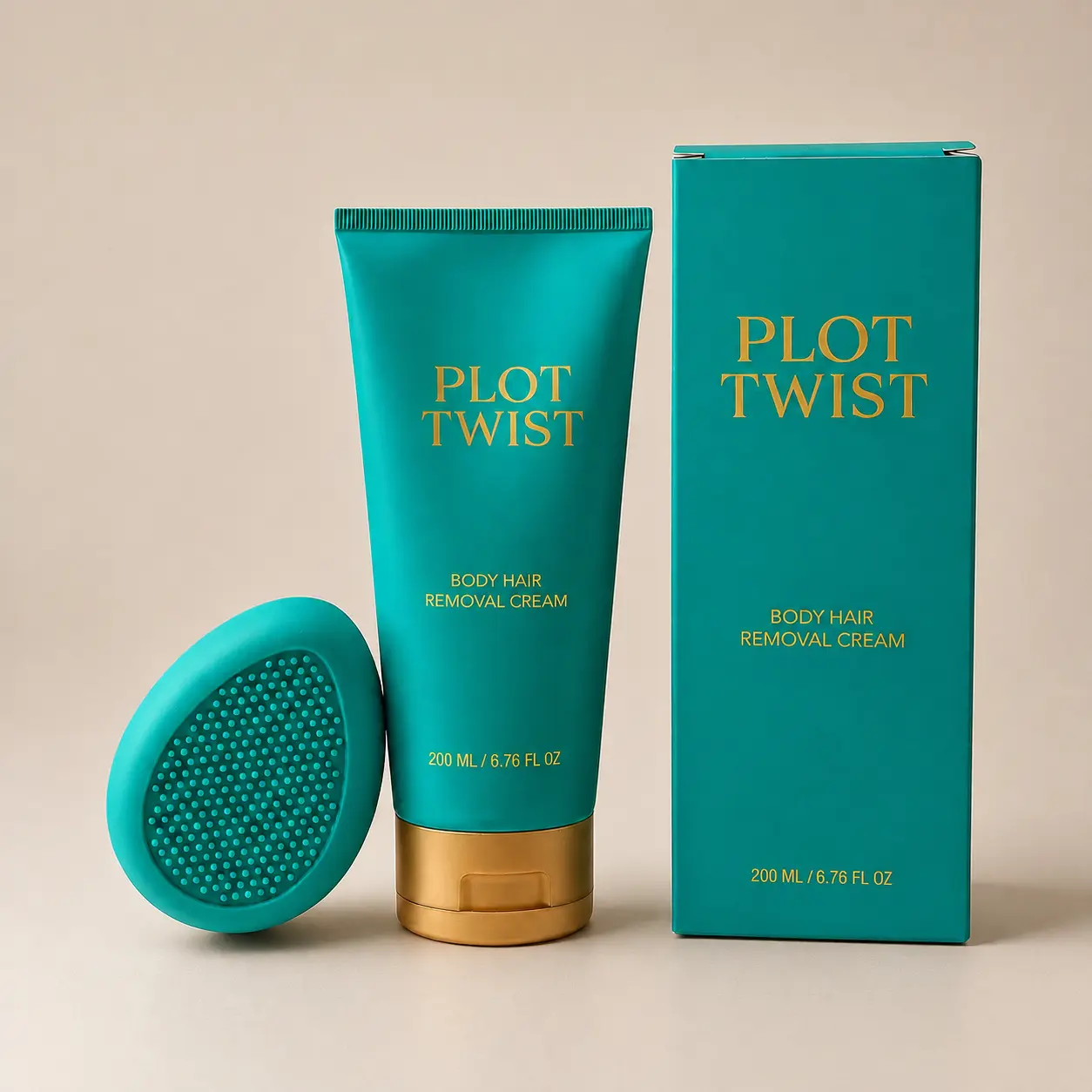 Plot Twist Body Hair Removal Cream with Silicone Pebble Remover, 200 mL / 6.76 fl oz