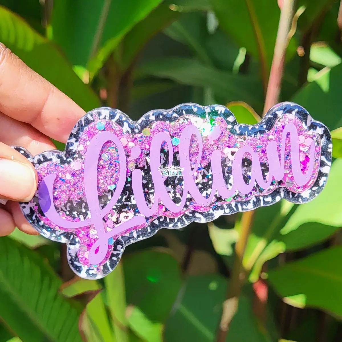 Personalized Glitter Bag Charm for School Backpack - Composition Acrylic Shaker Book Tag