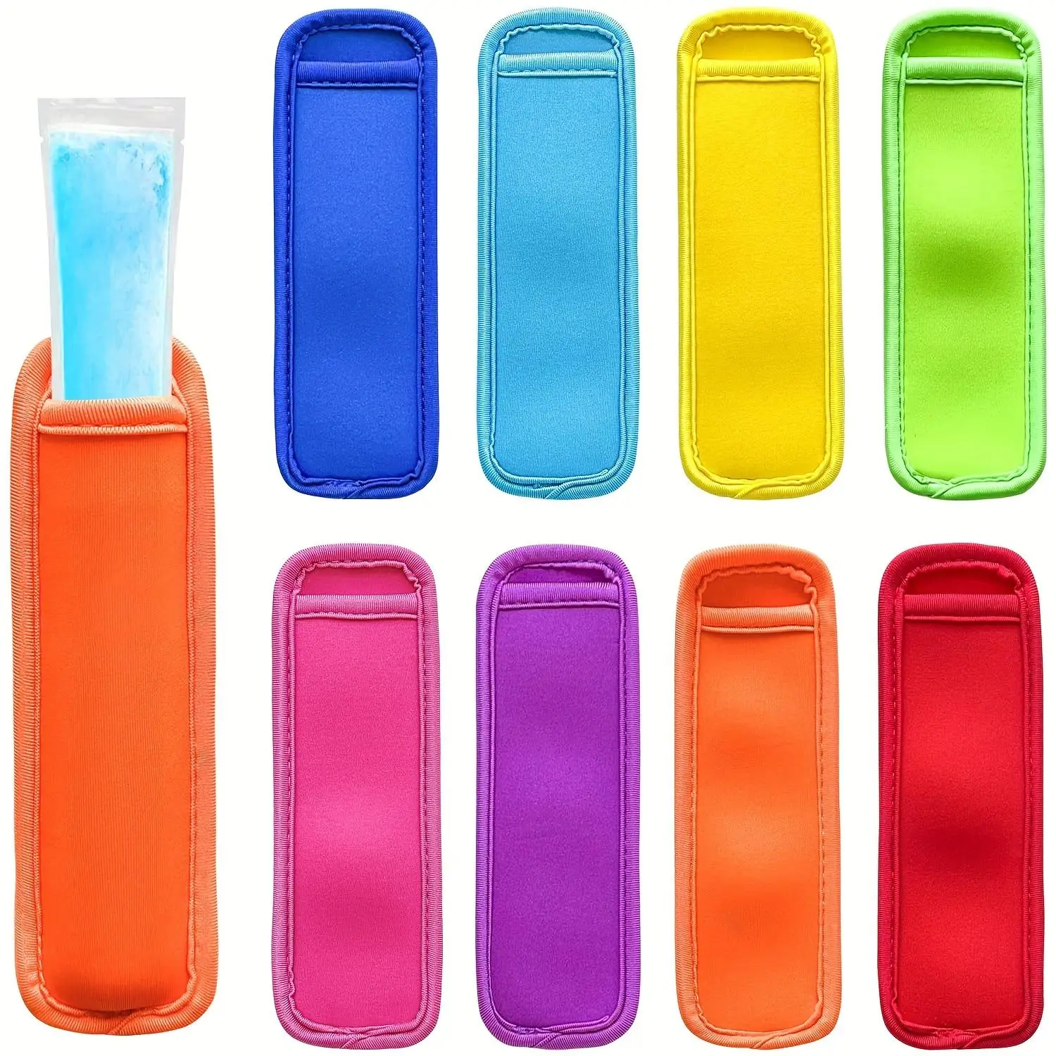 Ice Pop Sleeve, 8 Counts Reusable & WashablePopsicle Holder for Freezer, Kitchen & RestaurantUse, Kitchen Storage & Organization, Utensils,Kitchenware