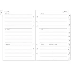 2026-2027 Weekly & Monthly Planner Refill, A5 Medium Planner Inserts for 6 Holes, 5.5"x8.5", July 2026 - June 2027, 12 Monthly Calendars with Laminated Tabs, 6-Hole Punched