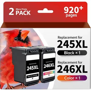 245XL Black and 246XL Color Replacement for  245XL 246XL Combo Pack PG-245XL CL-246XL for  Pixma MX490 MX492 MG2520 MG2522 TR4522 TR4520 TR4500 TS202 TS3122 TS3320 TS3322 Printer (2 Pack)