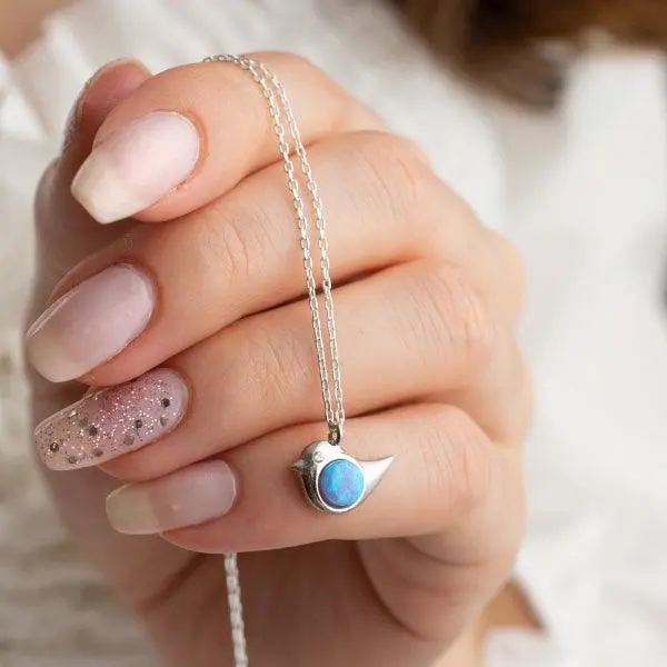 Bird Necklace Silver ¥ Blue Bird Necklace ¥ Bird Pendant Necklace