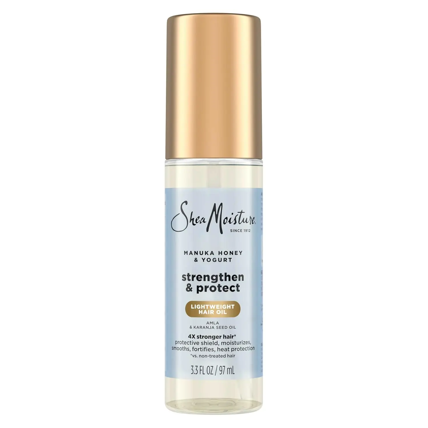 SheaMoisture Lightweight Hair Oil with Manuka Honey & Yogurt, Hydrating Leave-In Treatment for Frizz Control, Heat Protection & Shiny Hair for Adults, 3.3 fl oz, Amla Oil, Heat Shield, Haircare, Blend, Blowout At Home, Smooth, Moisturizing