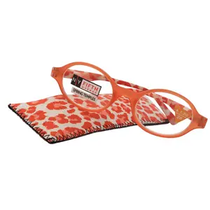 Brookdale, Premium Reading Glasses, High-End Readers (Orange w White)  (Round) Magnifying Eyeglasses, Optical, NY Fifth Avenue