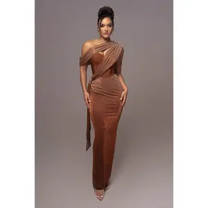 Gold Celestina Draped Maxi Dress