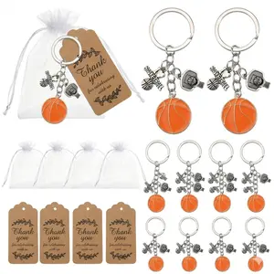 2026 Basketball Keychain 12pcs Mvp Team Gift, Party Favor with Card Bag, Sports Keyring for Coach Player, Senior Night Decor
