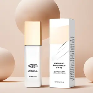 Color-Changing Foundation Cream Makeup SPF 15 | Self-Adjusting Color-Changing Foundation & Color Corrector | Lightweight Buildable Coverage for All Skin Types (30 ml/pack), Hydrating Flawless Coverage