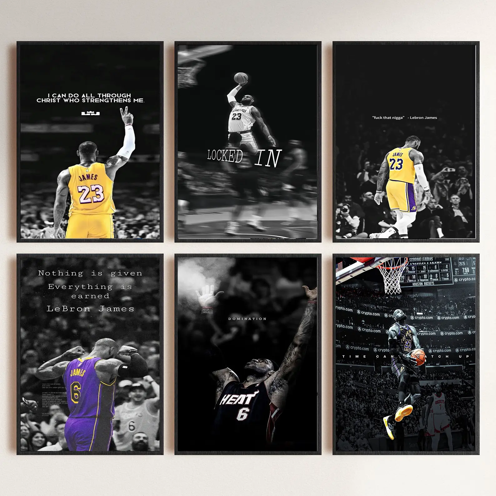 LeBron James Frameless Poster Set - Motivational Wall Art, Inspire Your Wall, Champ Spirit Quote, Quote + Photo Set, Daily Source of Inspiration, Lakers Fan Gifts, Boys' Bedroom Basketball Decor, Athlete Wall Decor