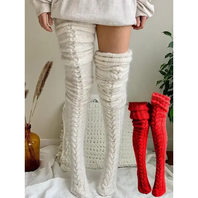 Women'sSolidTexturedOverTheKneeSocks,CasualWarmComfyThighHighSocksforFall&Winter,Women'sLongSocksforDailyWear,FluffyPajamas