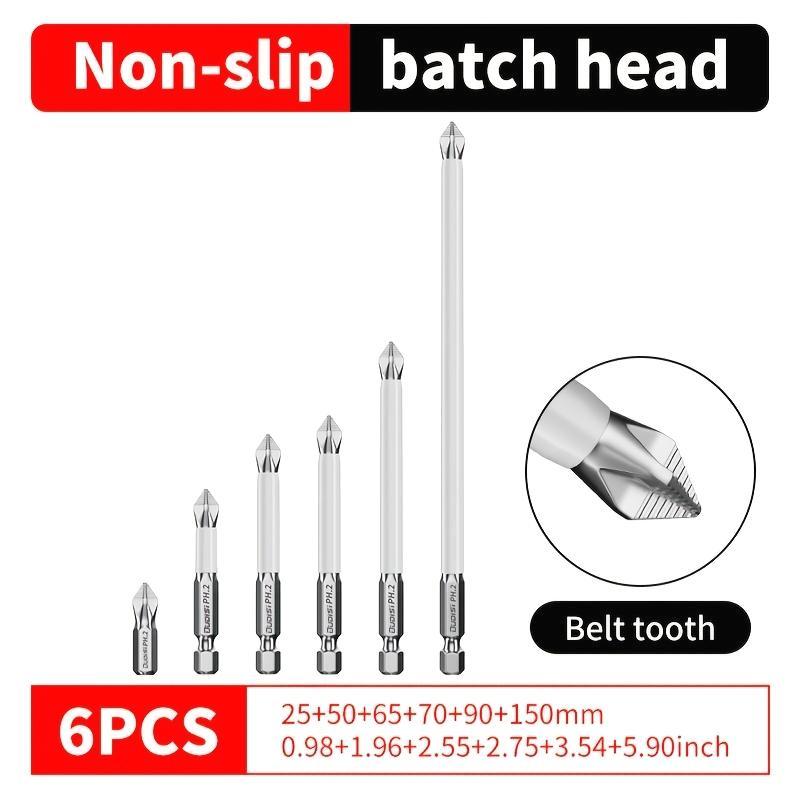 6pcs Non-slip Cross Drill, High-strength Magnetic Screwdriver Head, High Hardness, Impact Resistance, Electric Screwdriver Tool Set Hand Drill Rotary Screwdriver.