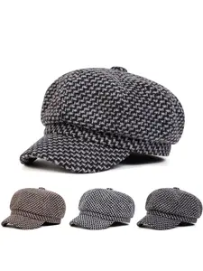 Unisex Large Beanie Beret Hat, Casual Fitted Plain Woven Fabric, Adjustable Outdoor Sun Protection Cap for Spring & Fall Travel, Outdoor Hats