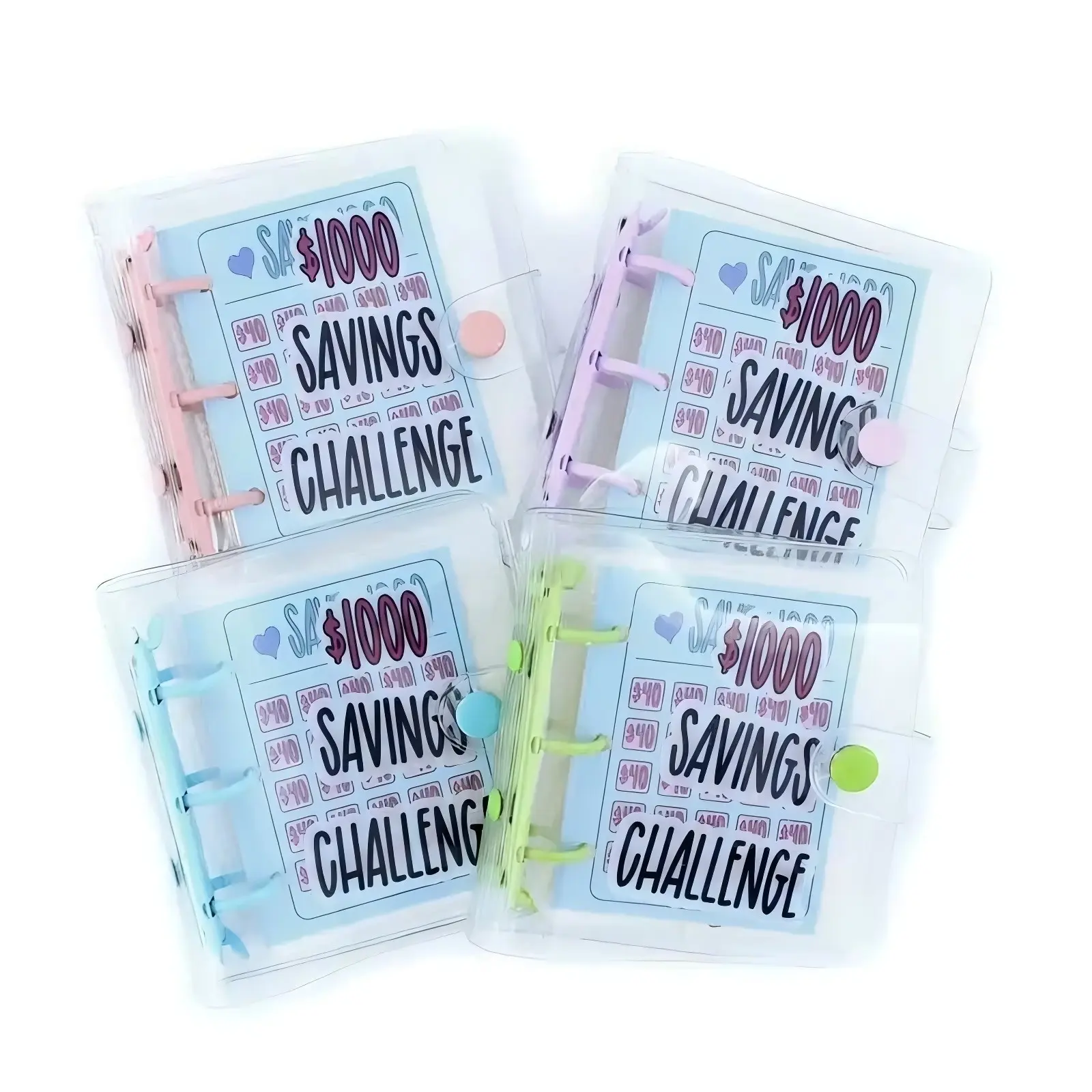 money saving binder，$1000 Mini Money Saving Binder Reusable Cash Envelope System – 2026 Budget Binder, 2026 Upgraded，Transparent PVC Pockets, Portable Budget Binder for Money Saving & Cash Stuffing, Perfect Finance Planner & Gift Flexible Durable
