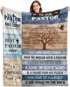 Pastor Appreciation Gifts for Men - Gifts for Male Pastor Blanket 60"x50" - Appreciation Day Religious Pastor Gifts for Him - Pastor Christmas Birthday Gifts - Christian Retirement Gifts for Pastor