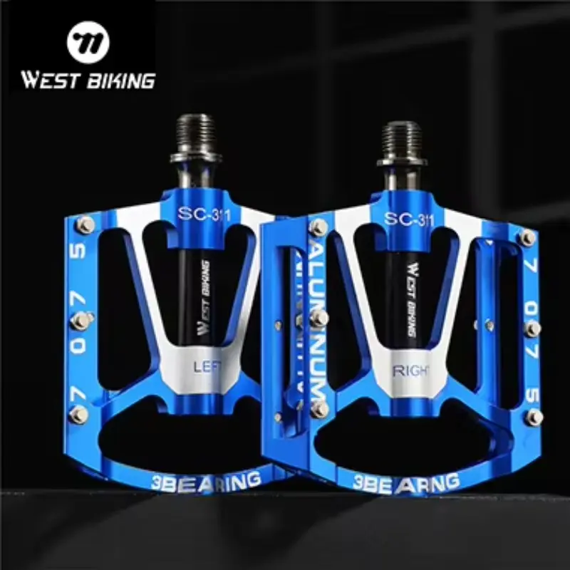 WEST BIKING Aluminum Alloy Ultralight Mountain Bike Pedal, Professional MTB Cycling Bearings, 3 Bearing Design, Durable & Lightweight, Bicycle Parts