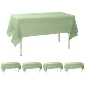 5-Pack Plastic Table Covers 54"x108" Sage Green Rectangle - PVC Waterproof Disposable Tablecloths