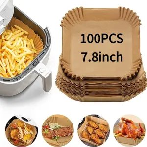 100pcs,Non-Stick Square Disposable Air Fryer Baking Paper, Air Fryer Liners, Kitchen Tools, Cooking Accessories, Selected Recommendations