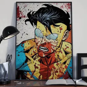 Invincible Poster, Invincible Wall Decoration, Invincible V3 Comic Tribute Painted Art PRINT for Man Cave comic book superhero Decoration