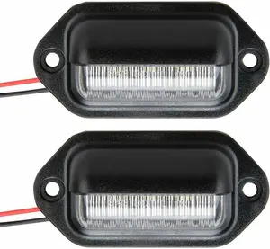 Trailer 6 LED License Plate Lights DOT FMVSS 108 SAE L Chrome/Black Surface Mount Waterproof 12V DC Courtesy Step License Plate Tag Light for UTV ATV Trailer Truck RV Boat 2.6"x1.3"